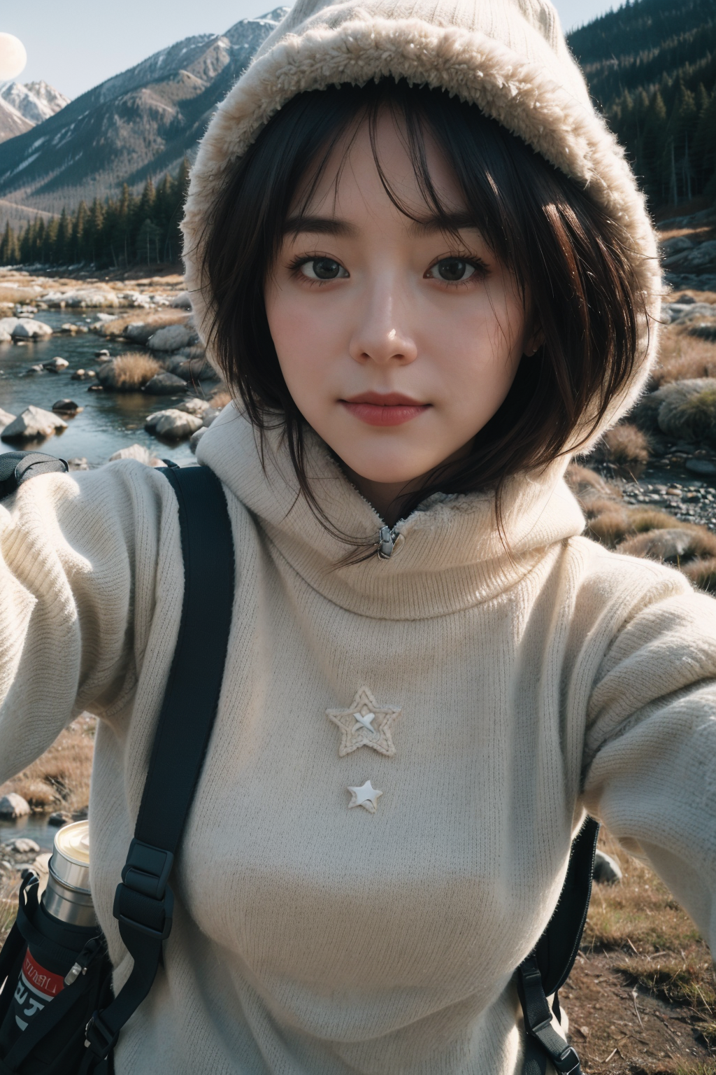 21216-2907178359-filmg, ,_1girl ((upper body selfie, happy)), masterpiece, best quality, ultra-detailed, solo, outdoors, (night), mountains, natu.png